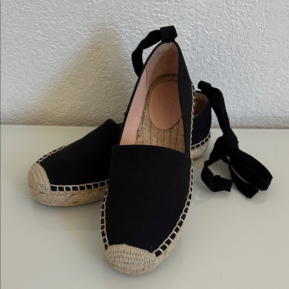J. Crew Black Ankle Tie Espadrille Size 6.5